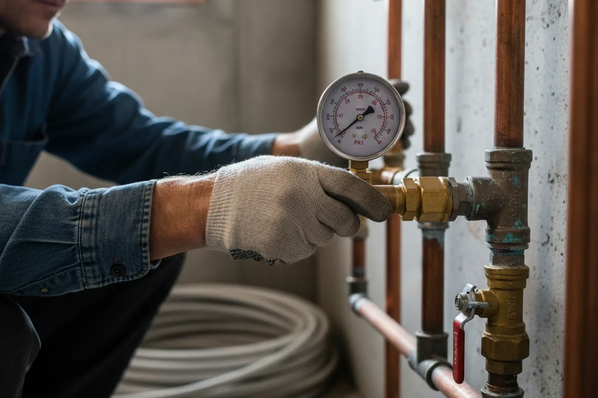 Pressure testing a repaired line during Water Line Repair in Mc Connellsburg